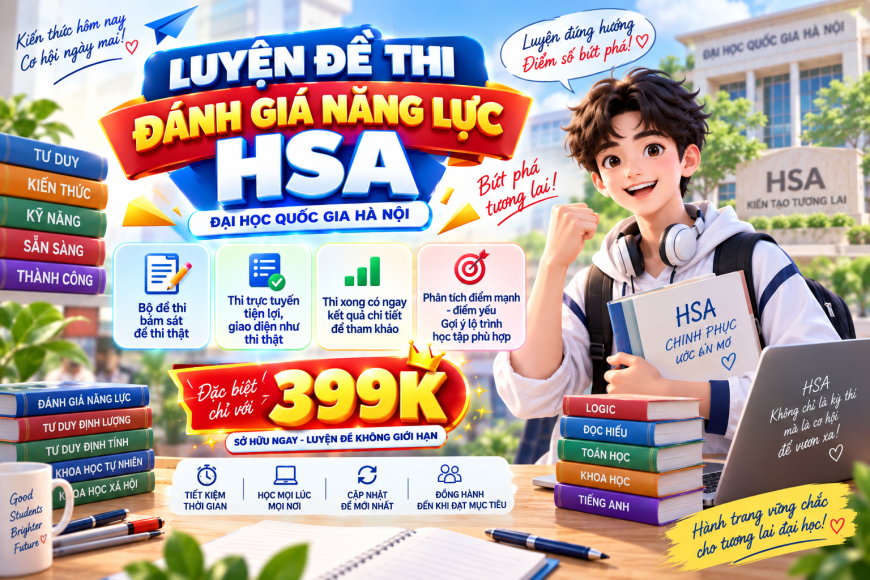 Luyện đề ôn thi đánh giá năng lực HSA